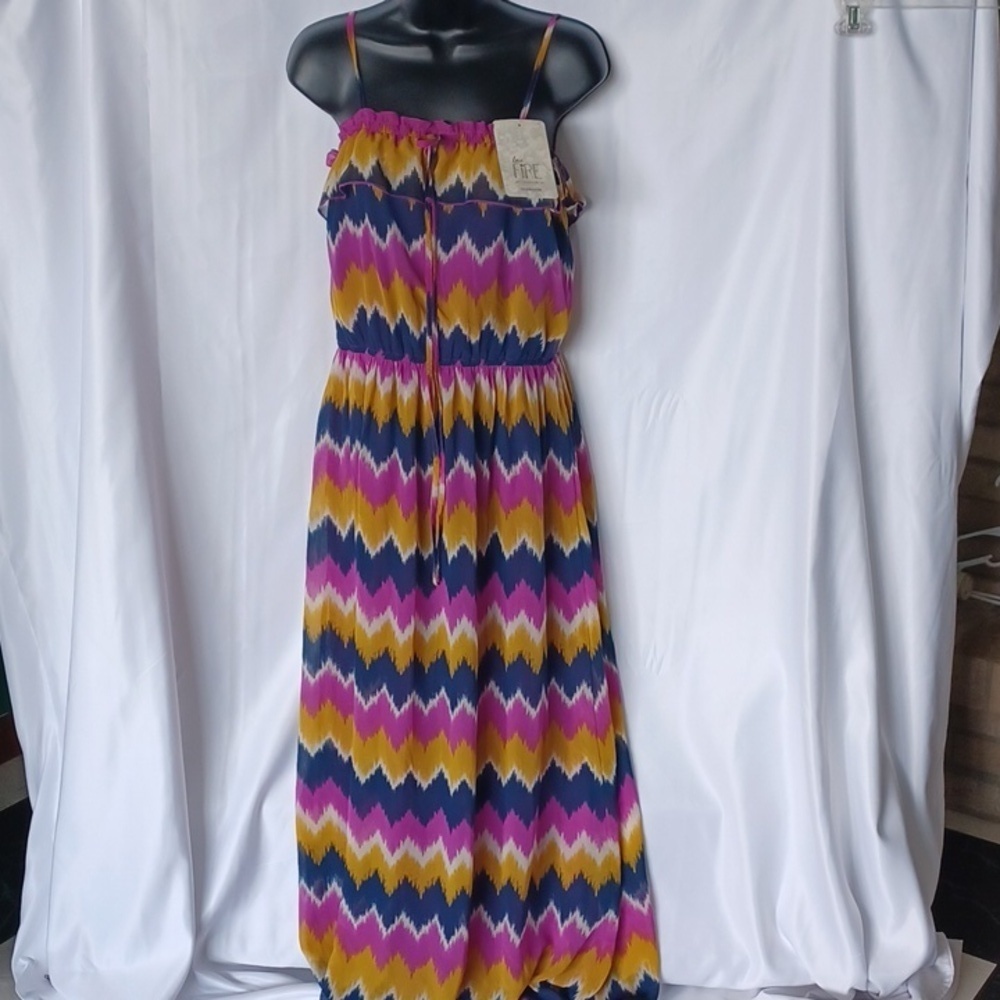 Love Fire Colorful Maxi Dress, Spaghetti straps, lined